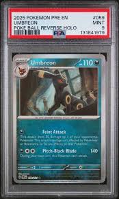 Pokemon Single - 2025 PRE EN UMBREON POKE BALL REVERSE HOLO MINT 9