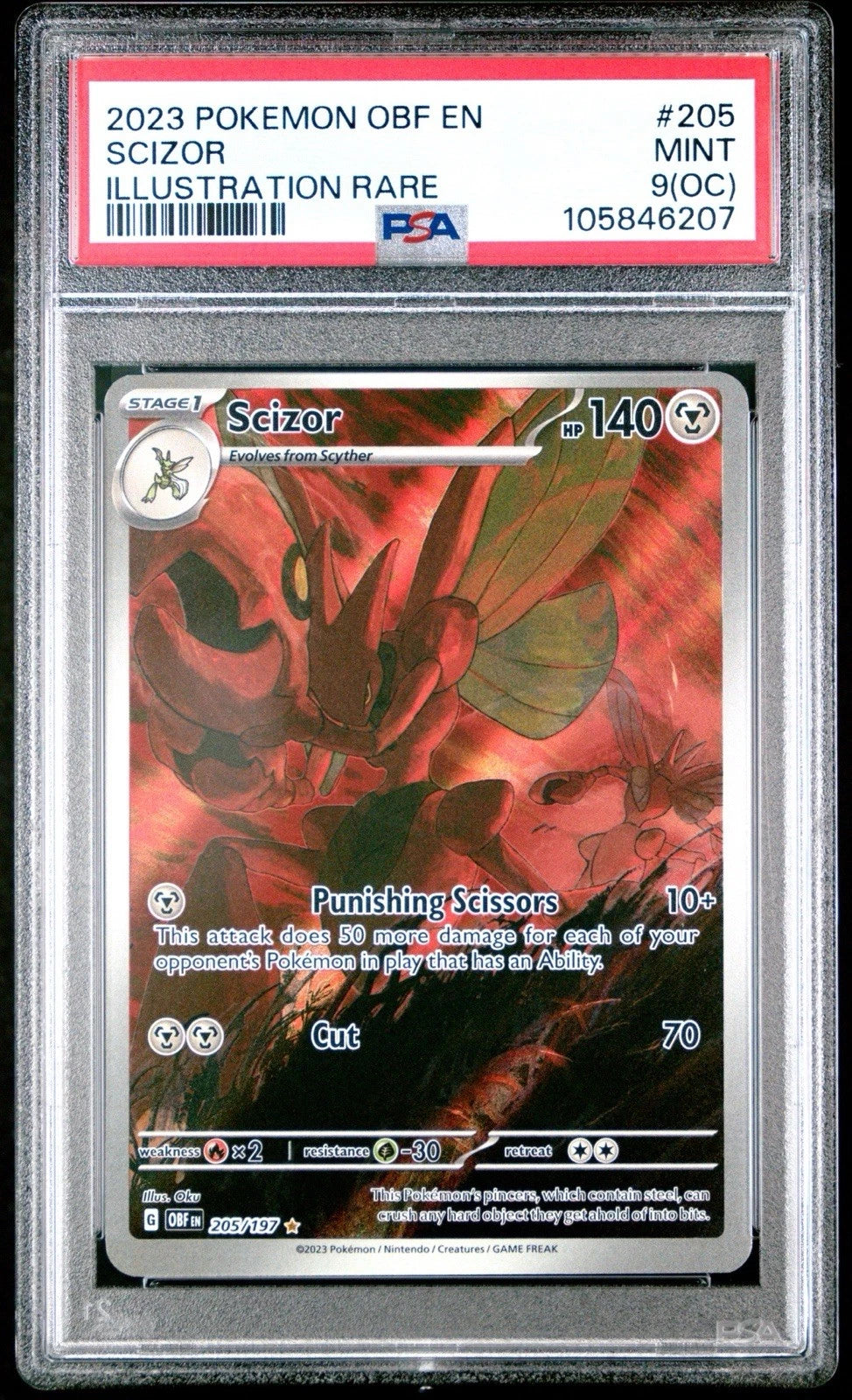 pokemon Single - 2023 OBF EN Scizor ILLUSTRATION RARE Mint 9